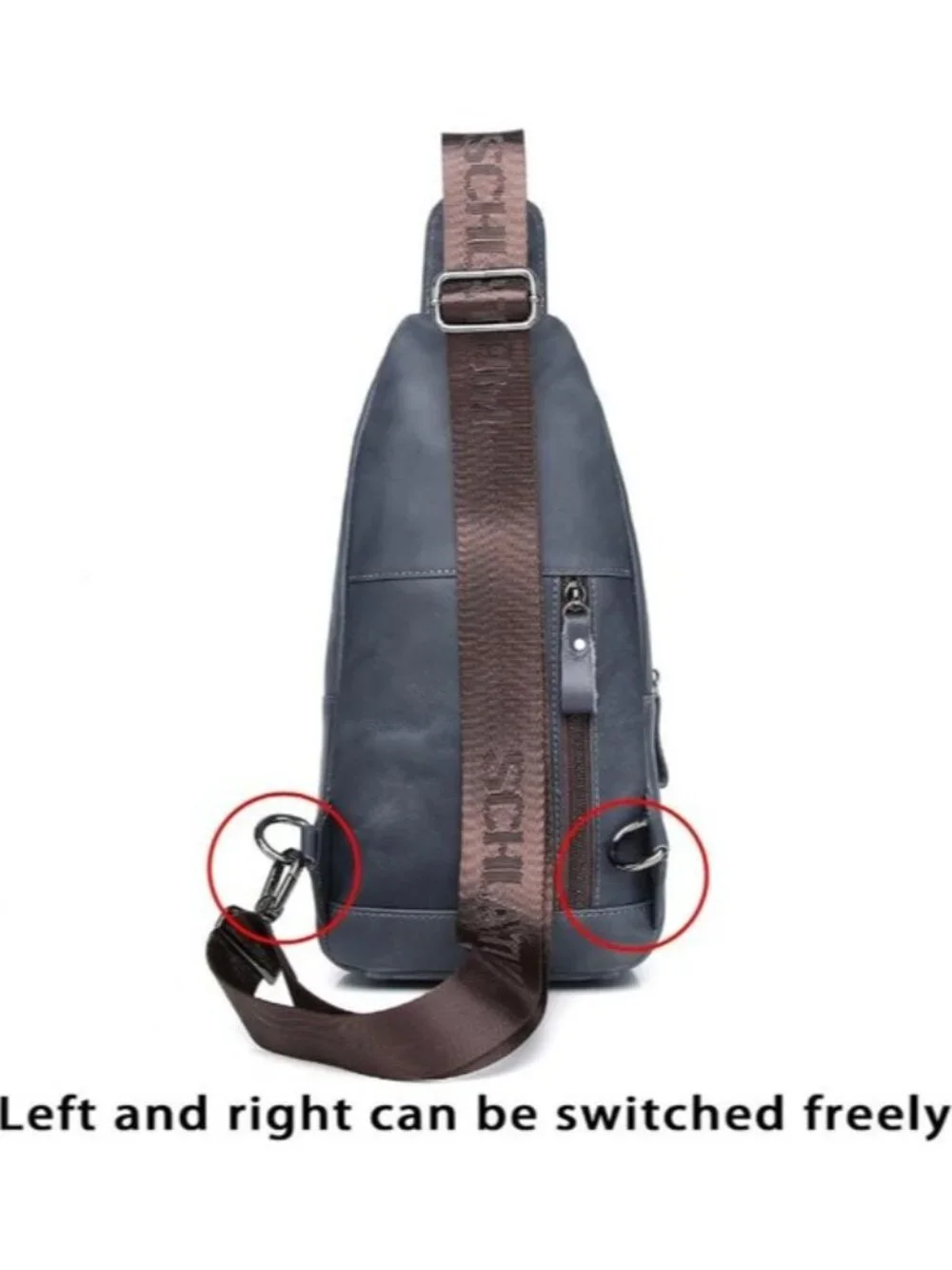 Men's Genuine Leather Sling Bag Crossbody Chest Pack Earphone Port Fits iPad
